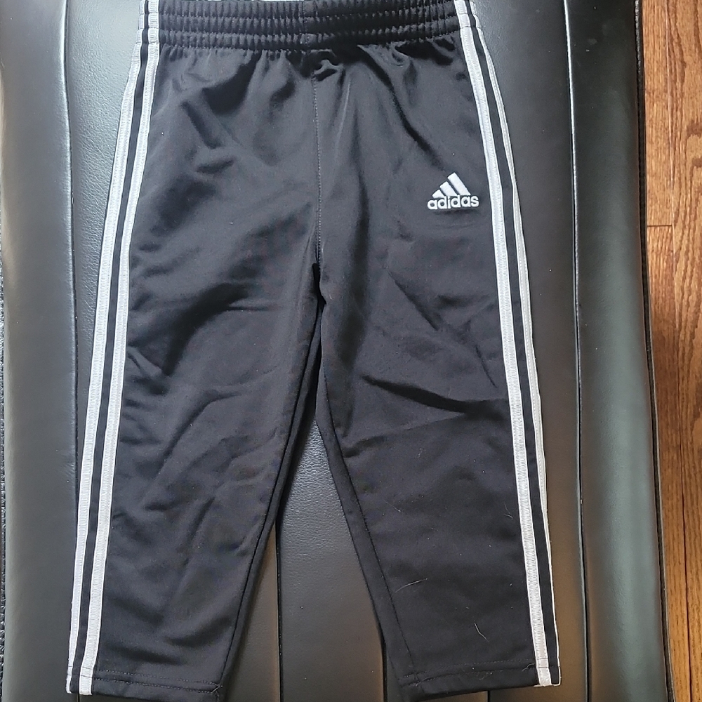 Adidas Kids Black Joggers with White Stripes